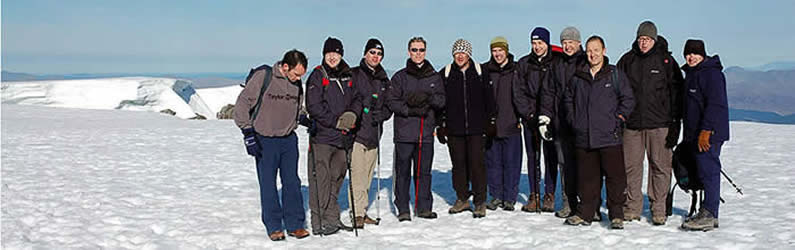 Thick snow on the summit plateau and North Face - Ben Nevis