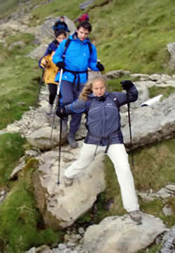 Charity challenge team descending Snowdon