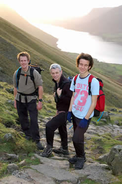 Scafell Pike descent early evening with Wastwater in background